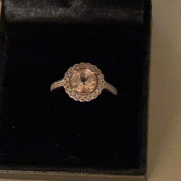 Macy's Round Cut Morganite Rose Gold Over Silver with Sparkling Diamonds - Picture 6 of 16